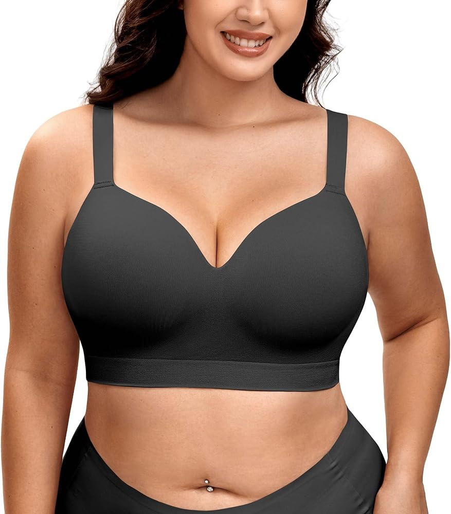 Wireless Bras for Women Plus Size Full Coverage No Underwire Comfortable Bra Full Support Lift Se... | Amazon (US)