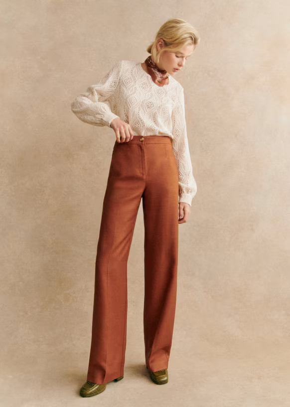 Martin Trousers - Caramel - Viscose - Sézane | Sezane Paris - US