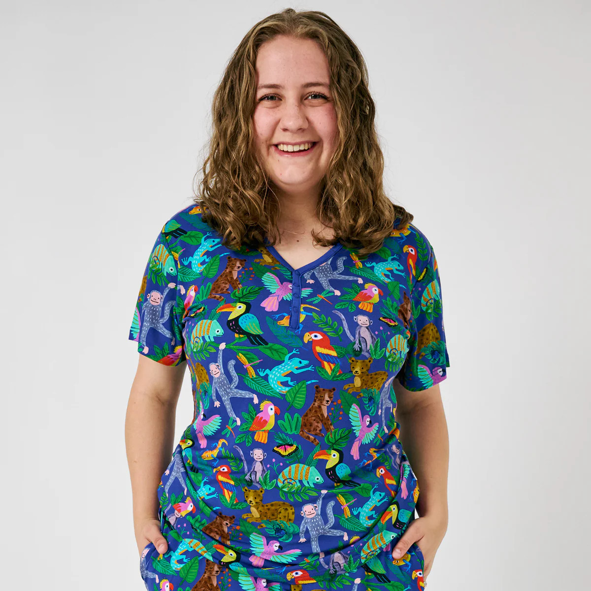 Jungle Jam Women's Short Sleeve Pajama Top | Little Sleepies