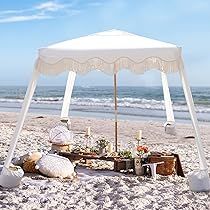 AMMSUN Beach Cabana with Fringe, 6'×6' Bobo Beach Canopy with Tassels, Easy Set up & Premium Woo... | Amazon (US)