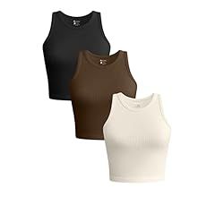 OQQ Women's 3 Piece Tank Tops Ribbed Seamless Yoga Shirts Workout Exercise Racerback Crop Tops | Amazon (US)