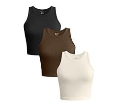 OQQ Women's 3 Piece Tank Tops Ribbed Seamless Yoga Shirts Workout Exercise Racerback Crop Tops | Amazon (US)