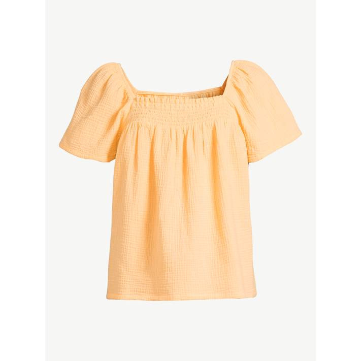 Joyspun Women's Puff Sleeve Gauze Sleep Top, Sizes S to 3X | Walmart (US)