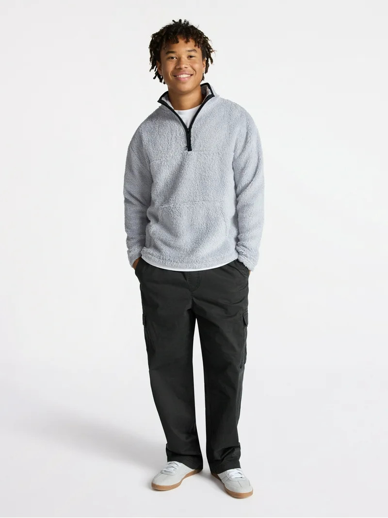 No Boundaries High Pile Quarter Zip Fleece Pullover, Men's | Walmart (US)