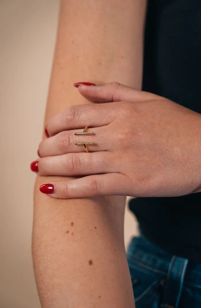 14K Gold Vermeil Parallel Bar Ring | Nordstrom Rack