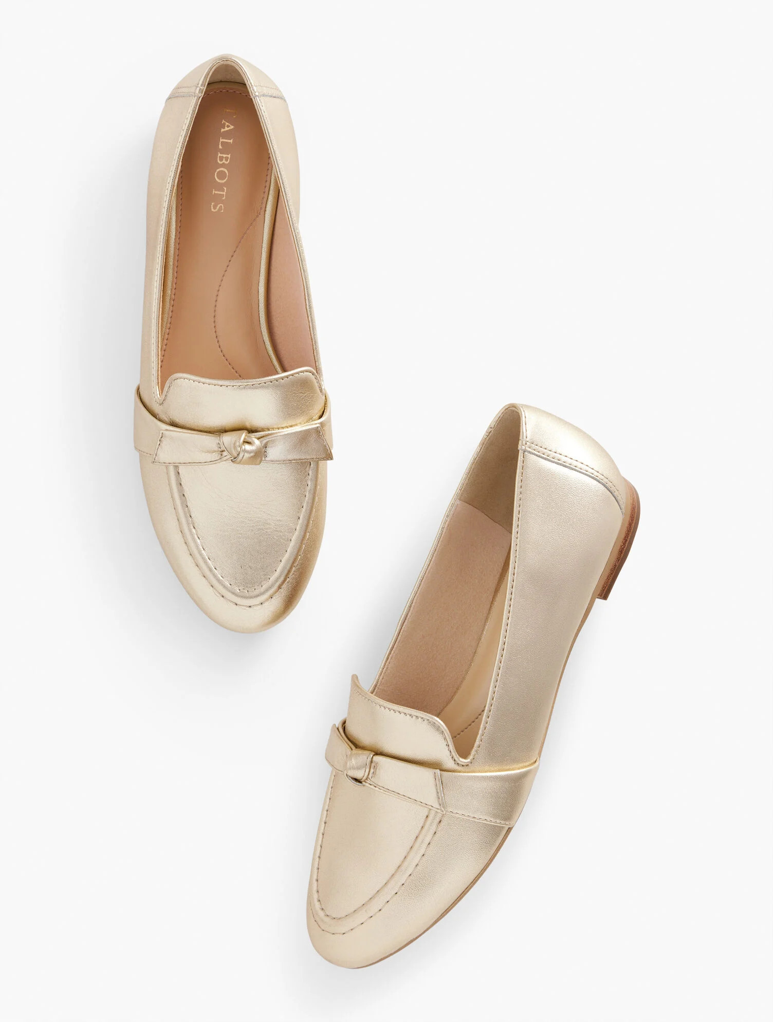 Ryan Bow leather Loafers - Metallic | Talbots