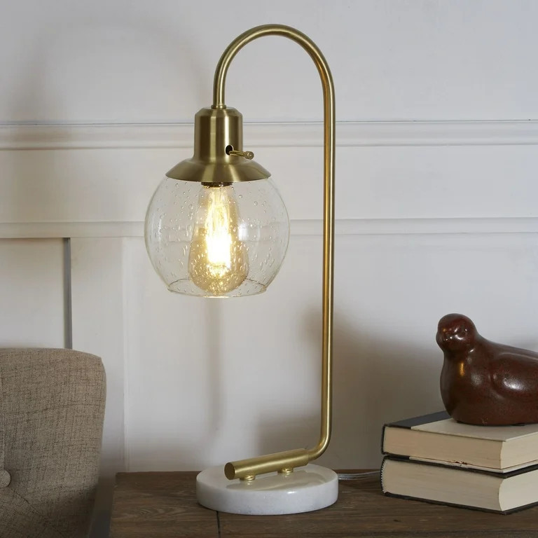 Better Homes & Gardens Real Marble Table Lamp, Brushed Brass Finish | Walmart (US)