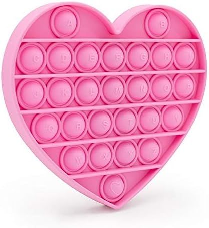 Pink Heart Pop Bubble Push Fidget Sensory Toy with Alphabets Squeeze Toys for Kids Adults, Calms Res | Amazon (US)