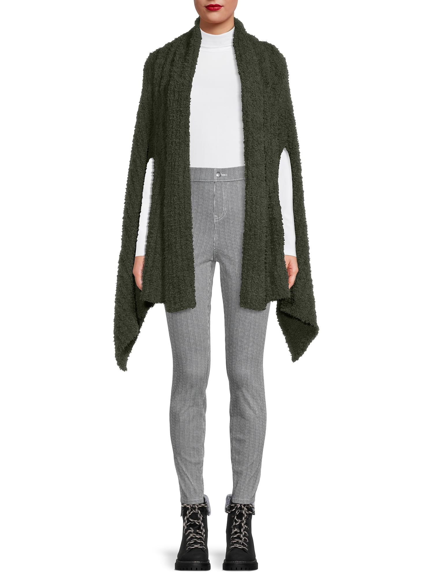 Time and Tru Adult Women's Solid Rib Cozy Wrap - Walmart.com | Walmart (US)