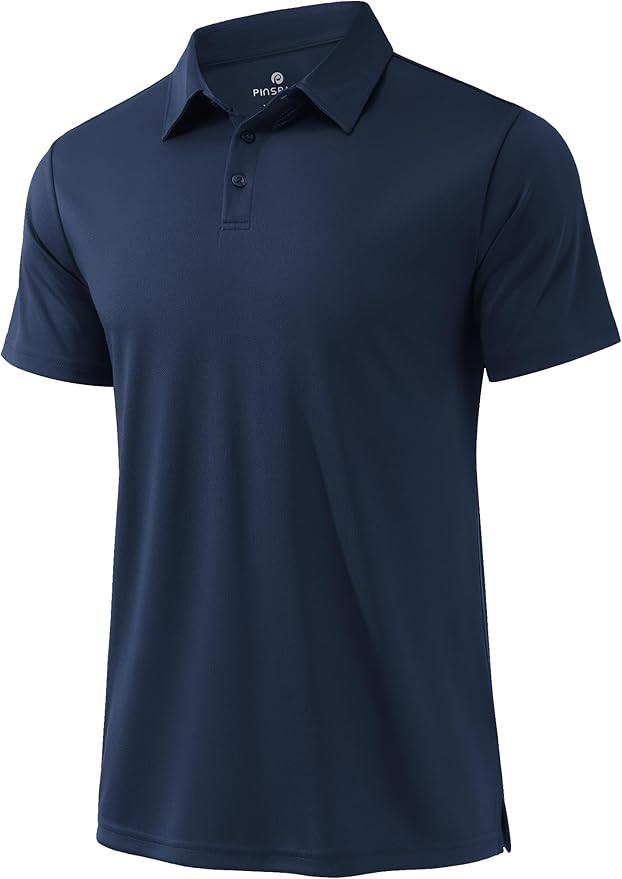 PINSPARK Men's Golf Shirt 3 Buttons Casual Collared Quick Dry Polo Shirts | Men Lightweight Short... | Amazon (US)