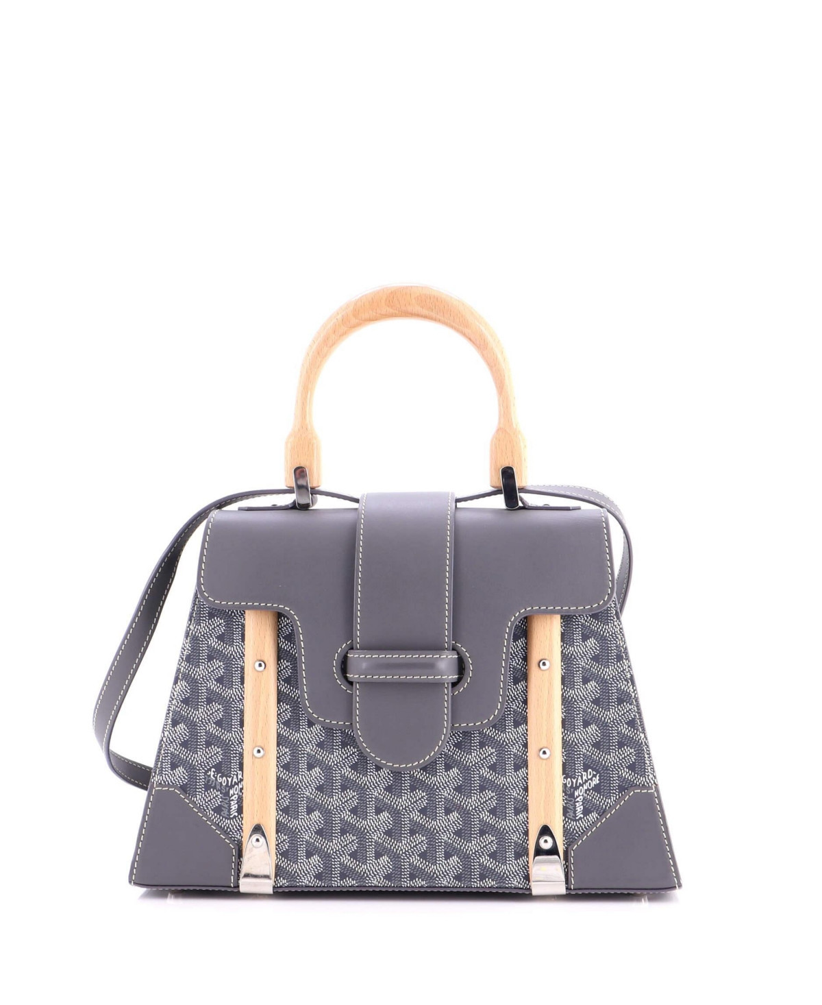 Pre-Owned Goyard Pm Saigon Top Handle Bag Coated Canvas with Leather - Grey | Macy's