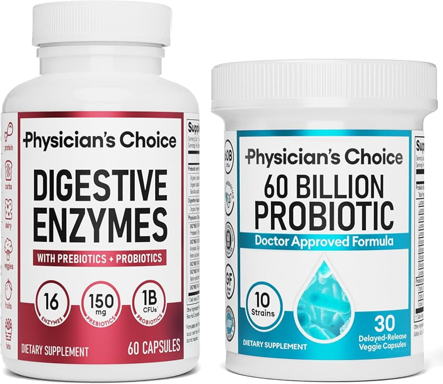 Physician's CHOICE - Optimal Gut Health Bundle: 60 Billion Probiotics + Digestive Enzymes for Dig... | Amazon (US)