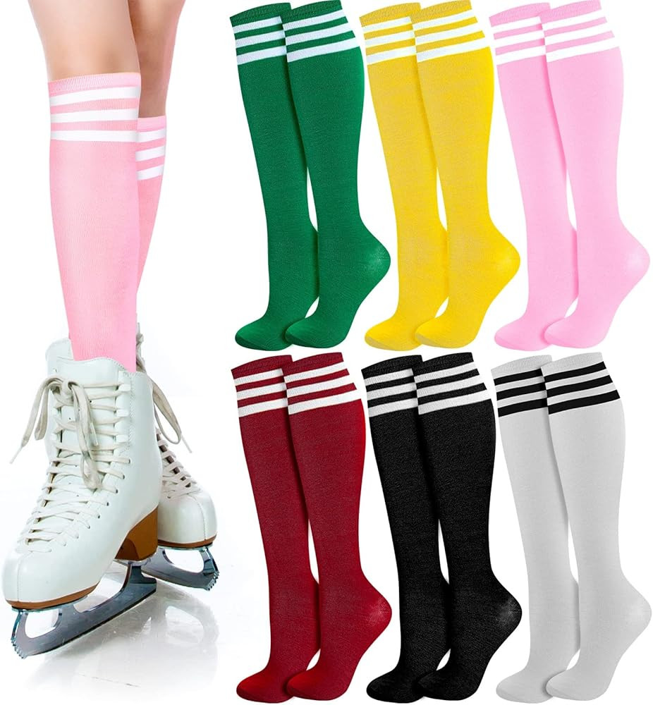 Unittype 6 Pair Rainbow Knee High Socks for Women Colorful Striped Long Tube Socks Soccer Sports ... | Amazon (US)