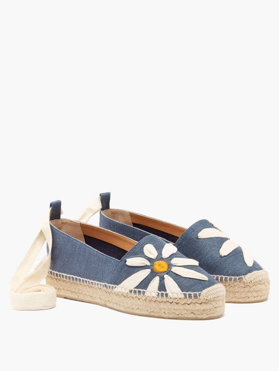 Karenina daisy-embroidered linen espadrilles | Castañer | Matches (US)