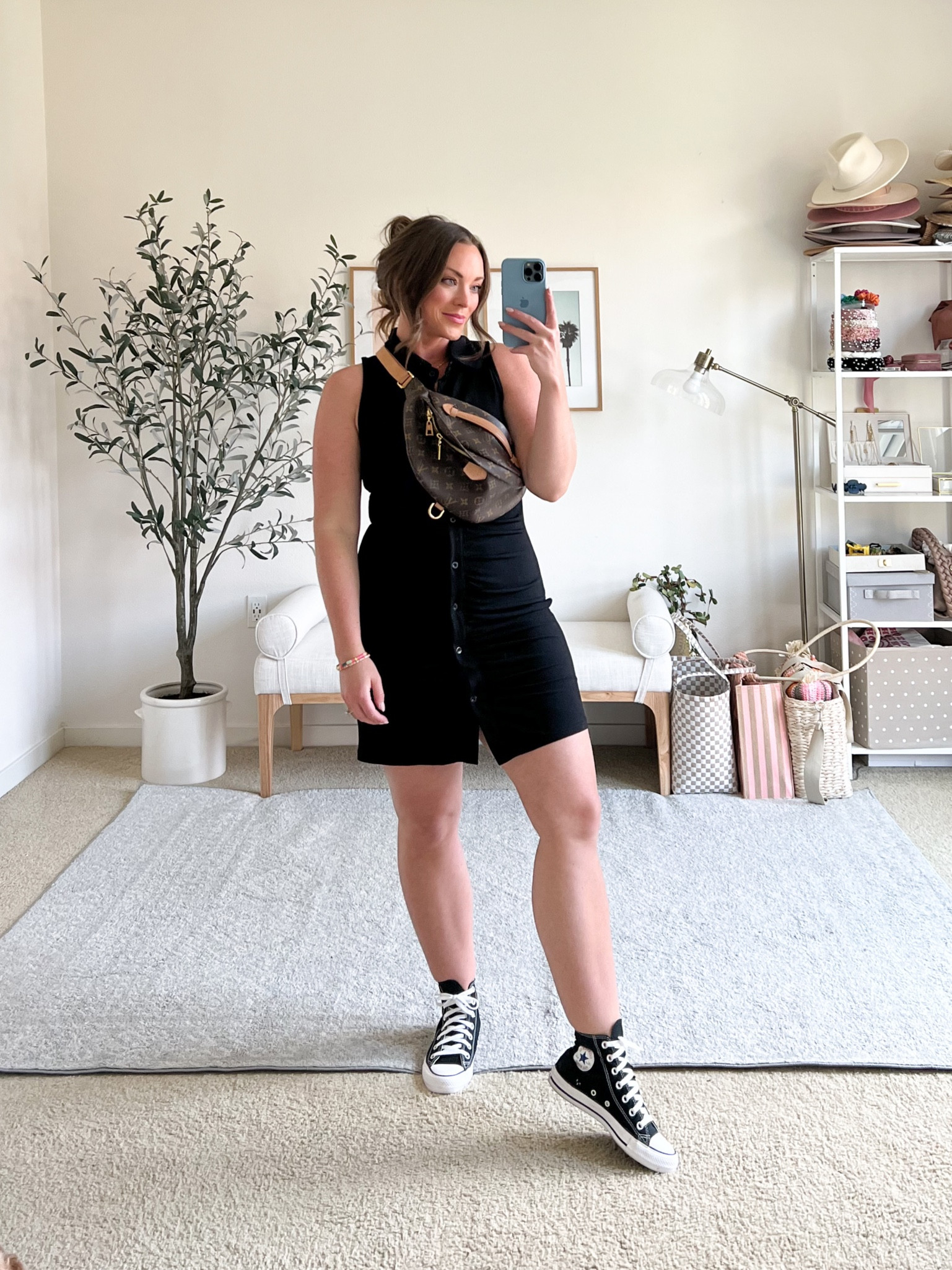 Black converse and store dress