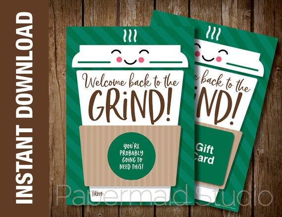 Back to School Coffee Card Printable - Welcome Back to the Grind - Teacher Gift Card Holder - Fir... | Etsy (US)