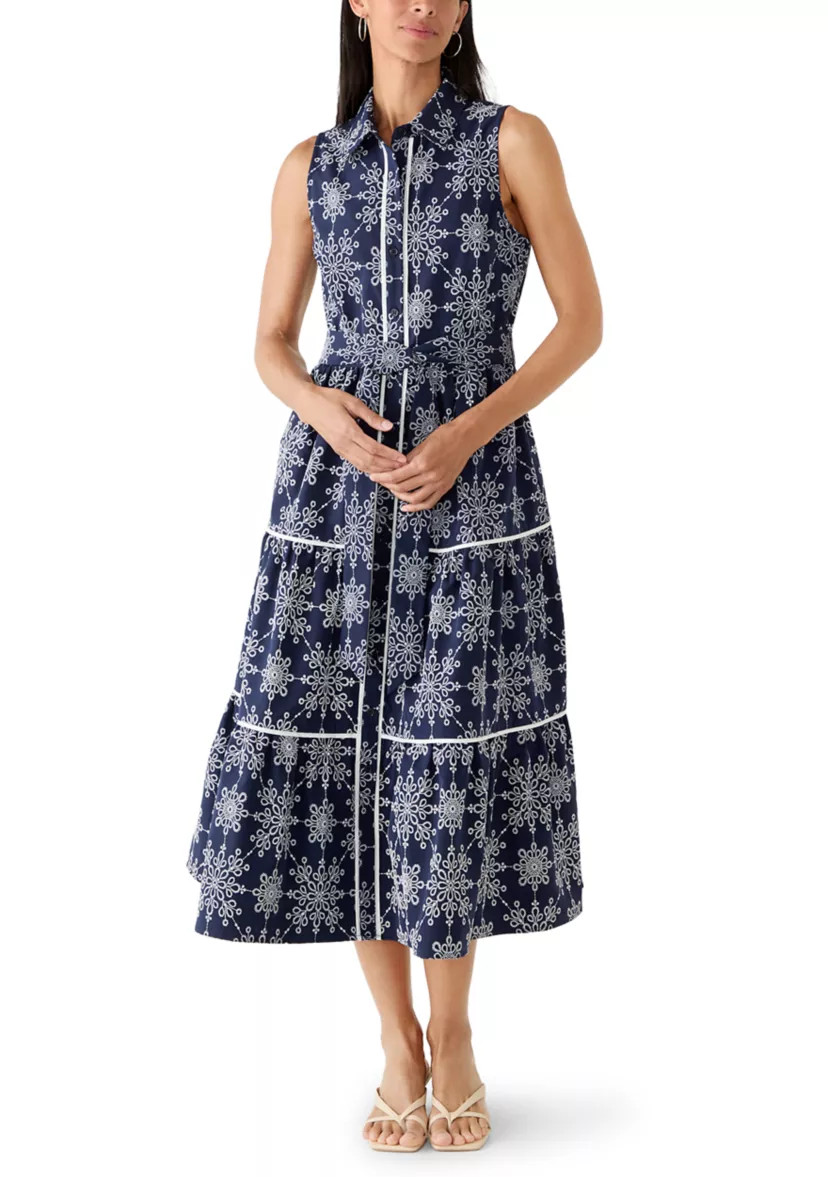 Women's Sleeveless Embroidered Midi Shirtdress | Belk