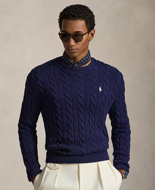Men's Cable-Knit Cotton Sweater | Macy's