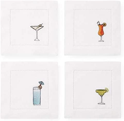 Sferra Bevande Embroidered Cocktail Napkins (6" x 6") - Set of 4 | Amazon (US)