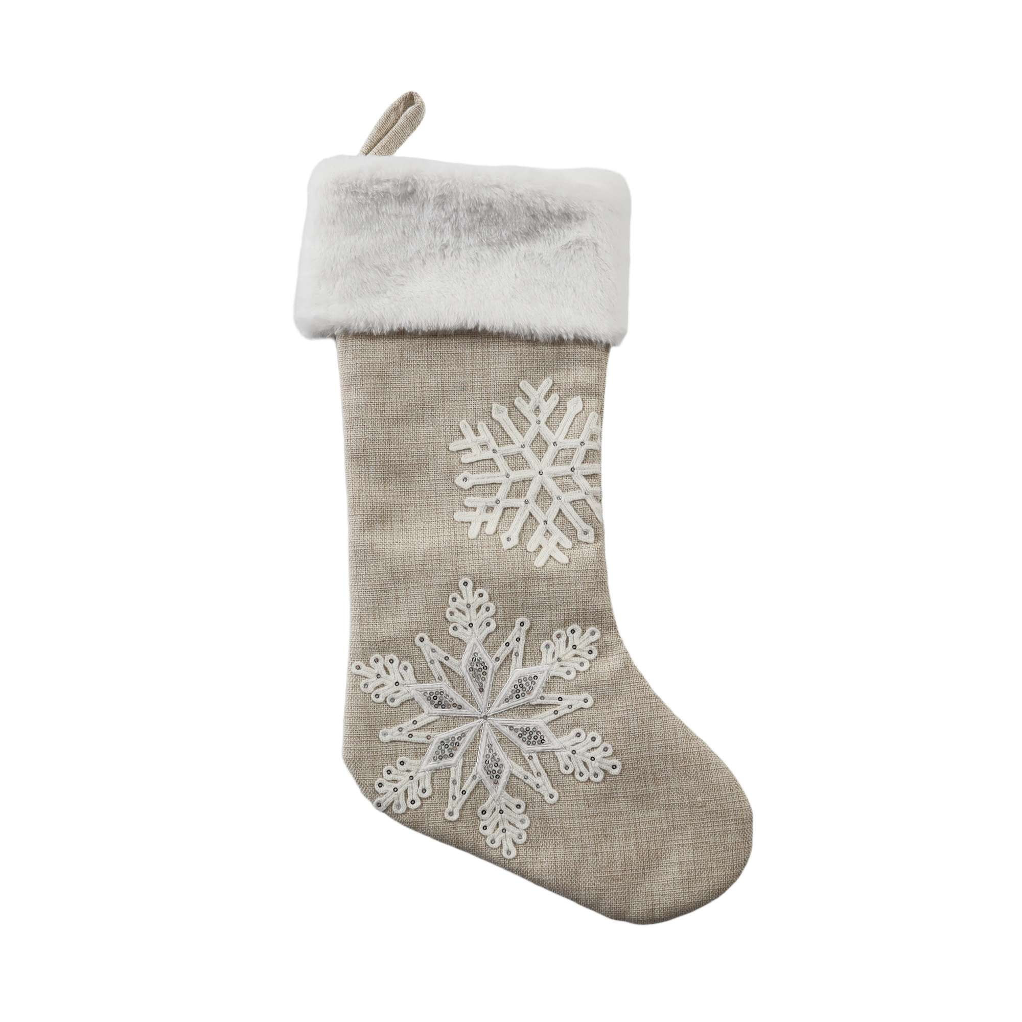 Holiday time Snowflake Stocking, 21 inch,natural colour, Holiday Time Christmas Stocking,21 inche... | Walmart (CA)