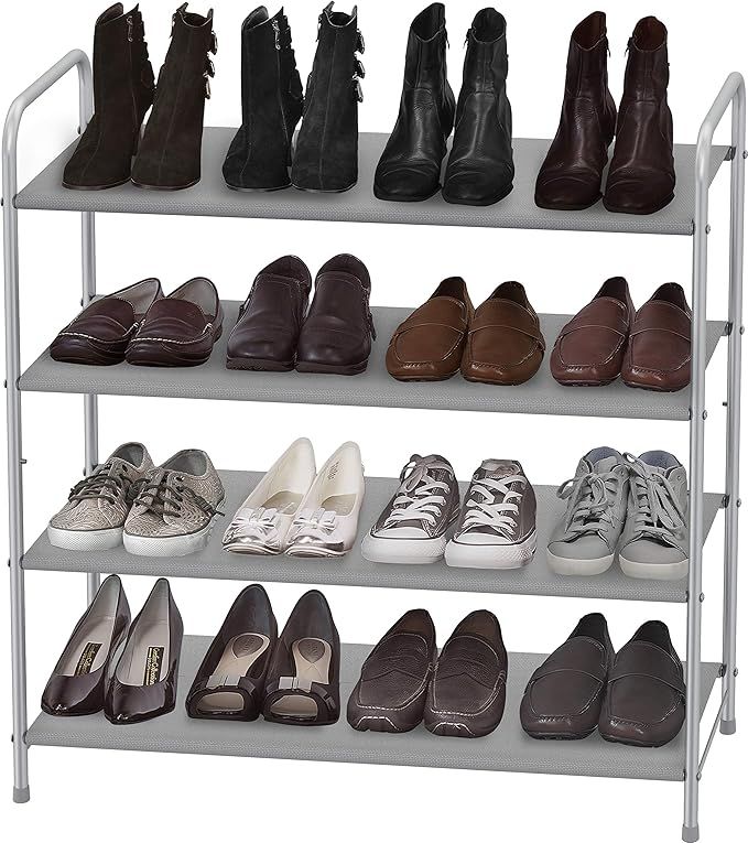 Simple Houseware 4-Tier Shoe Rack Storage Organizer 20-Pair, Grey | Amazon (US)