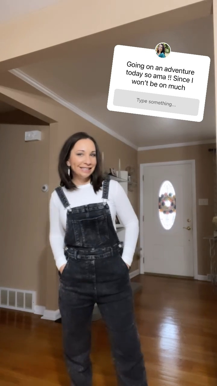 Cutest overalls - petite or tall friendly! 
Wearing size small in overalls could of done XS
Top size small 
Code: February20 

#LTKVideo #LTKsalealert #LTKU