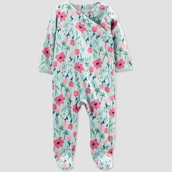 Baby Girls' Floral Fleece Footed Pajama - Just One You® made by carter's Sage Green | Target