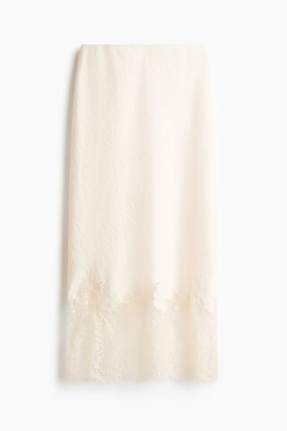 H & M - Lace-trimmed satin skirt - Cream | H&M (UK, MY, IN, SG, PH, TW, HK)