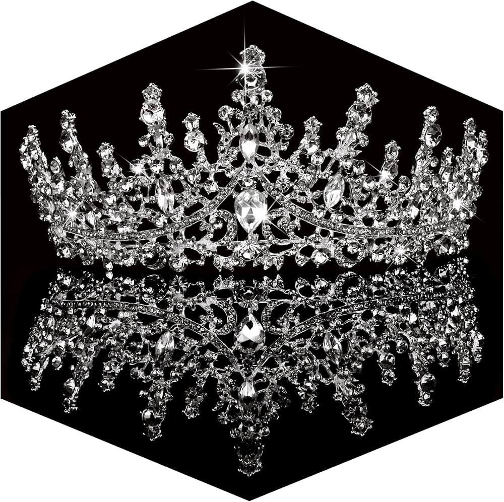 TOBATOBA Silver Wedding Crystal Tiaras and Crowns for Women, Bride Royal Queen Headband Princess ... | Amazon (US)