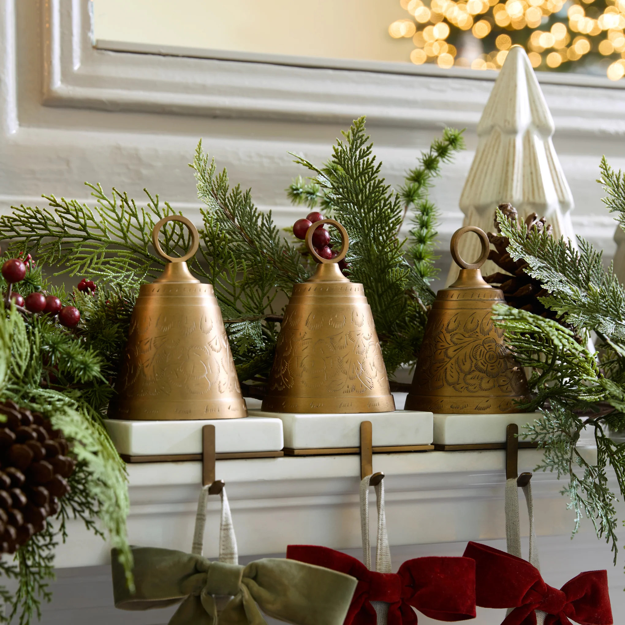 Antiqued Bell Stocking Holder | Magnolia