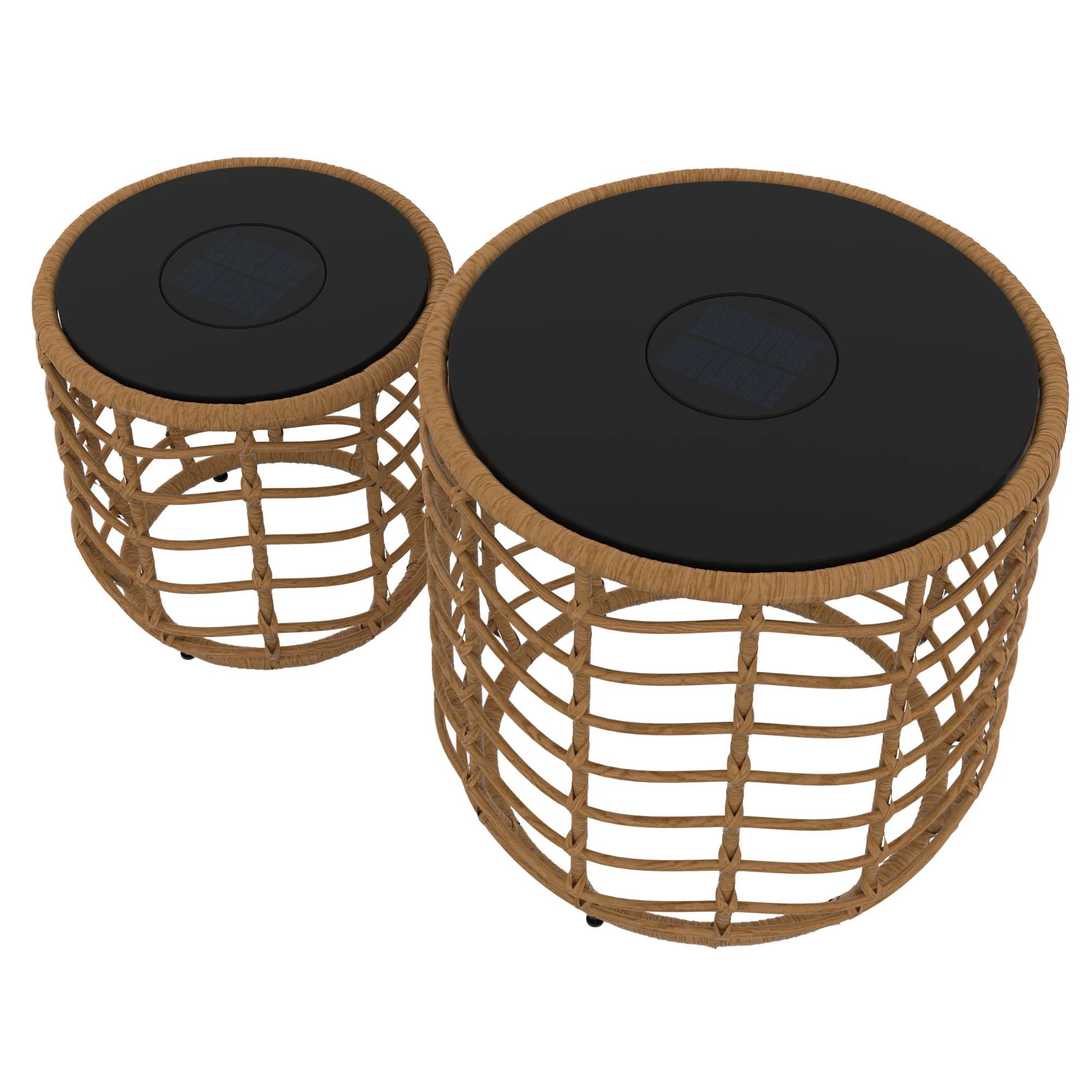 HOMETRENDS Maréla 2-Piece Wicker Outdoor Side Table Set with Solar Lights | Walmart (CA)