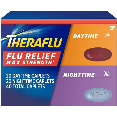 Theraflu Max Strength Day & Night Cold & Flu Relief Powder, Multi-Symptom Formula, 20 Day + 20 Night Packets | Target