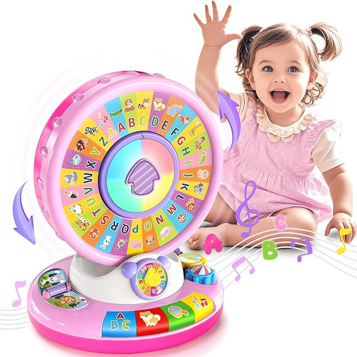Duchong Learning Toy for 1 2 3 Year Old Girls, Spin and Sing Alphabet Zoo with Sounds, Interactiv... | Amazon (US)