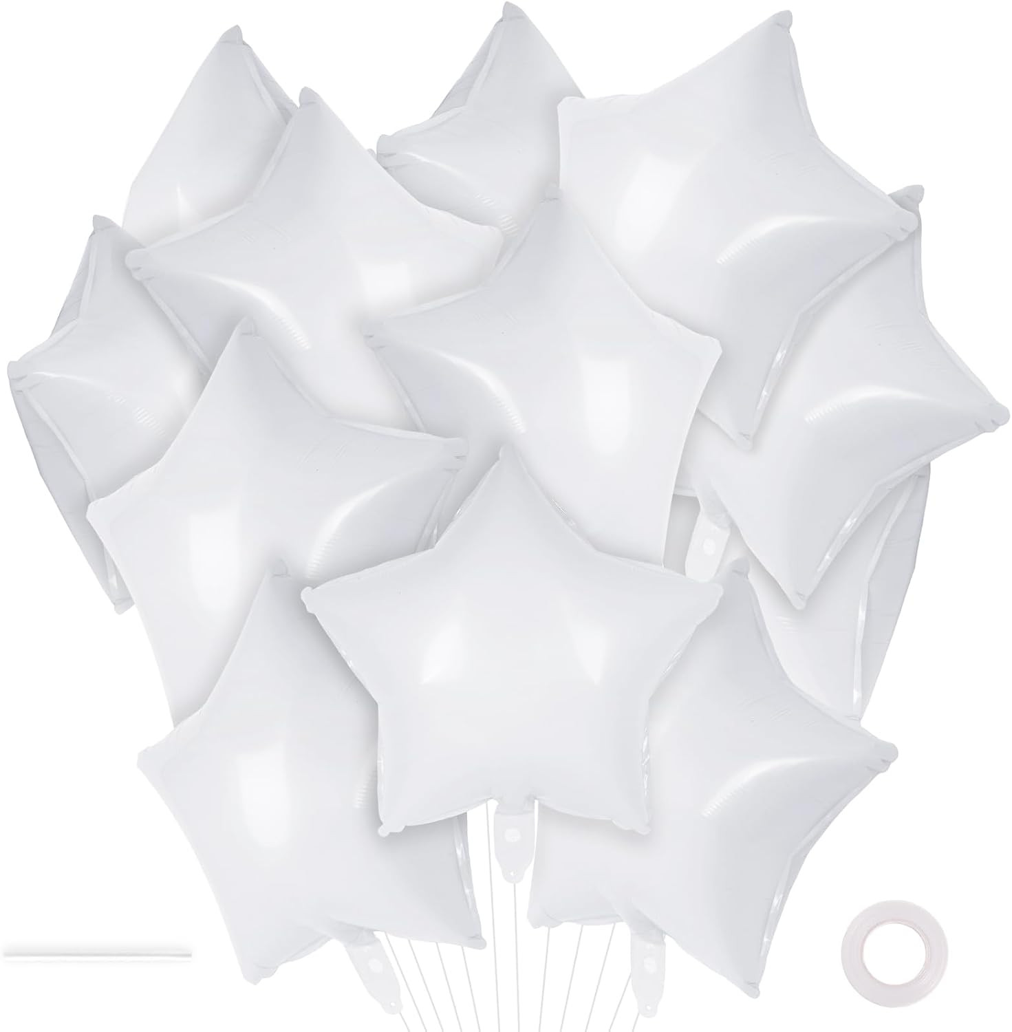 20 Pcs Star Balloons,18 Inch White Star Foil Balloons,Stars Shaped Balloon Mylar Helium Balloon for Birthday Party Anniversary Wedding Baby Shower Decorations (White) | Amazon (US)