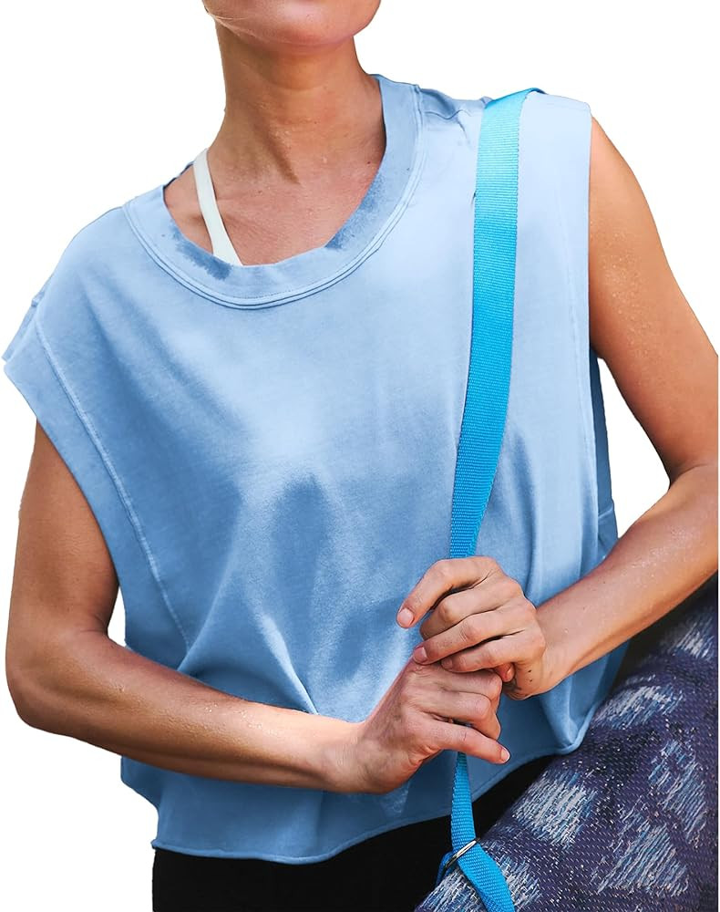 Ainangua Oversized Tank Top for Women Sleeveless Athletic Cropped Activewear Workout Yoga Gym Top... | Amazon (US)