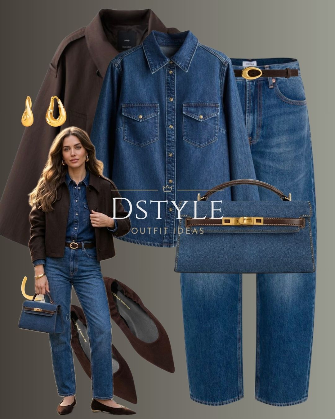 Denim on denim, but make it luxe. 👖🤎 I’m layering a structured denim shirt with matching jeans and topping it off with a chocolate brown cropped trench. The denim top-handle bag is such a fun way to play with the trend! Finished with my favorite pointed-toe flats for a touch of elegance. 

 

#LTKootd #LTKWorkwear