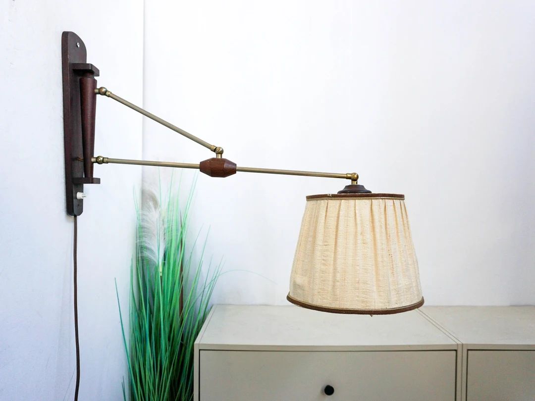 Mid Century Arm Lamp Teak Wooden Wall Lamp Very Rare Vintage - Etsy Canada | Etsy (CAD)