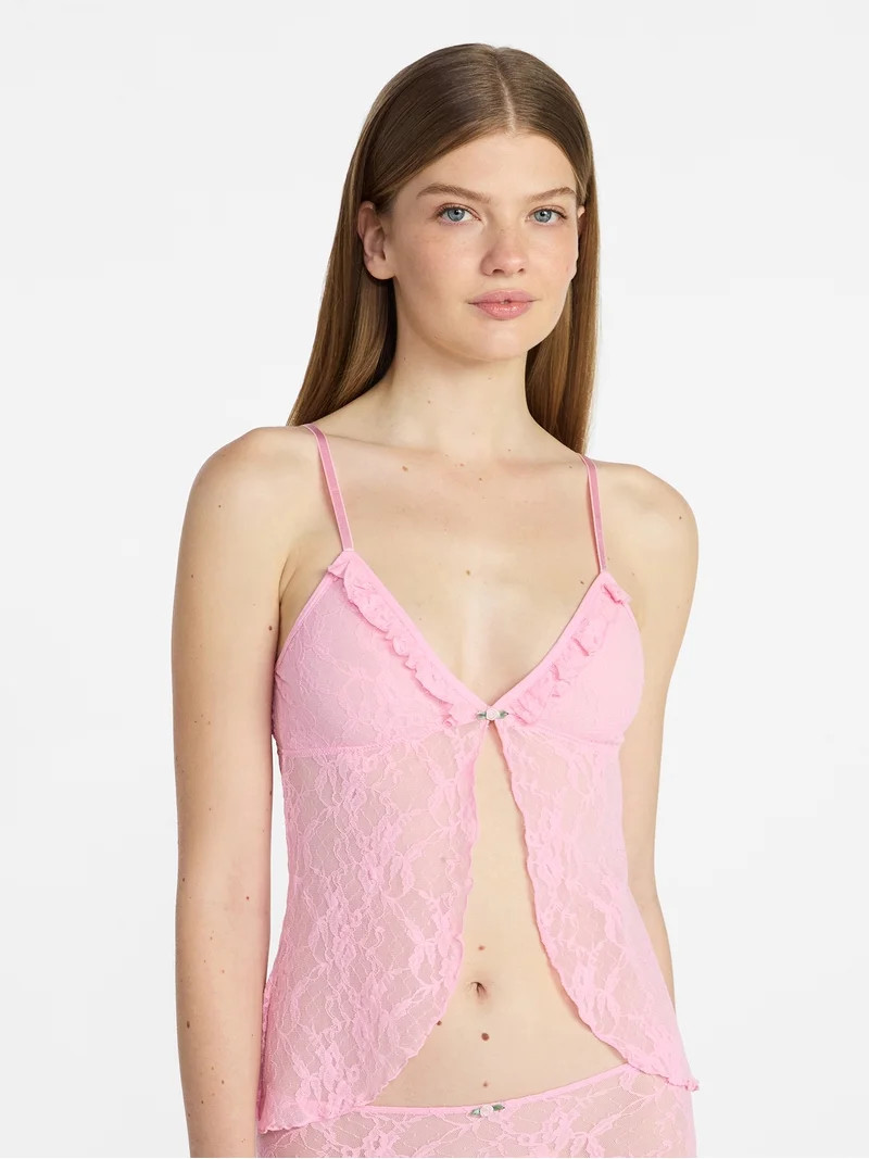 No Boundaries Lace Flyaway Cami Top, Women's XS-XXXL | Walmart (US)