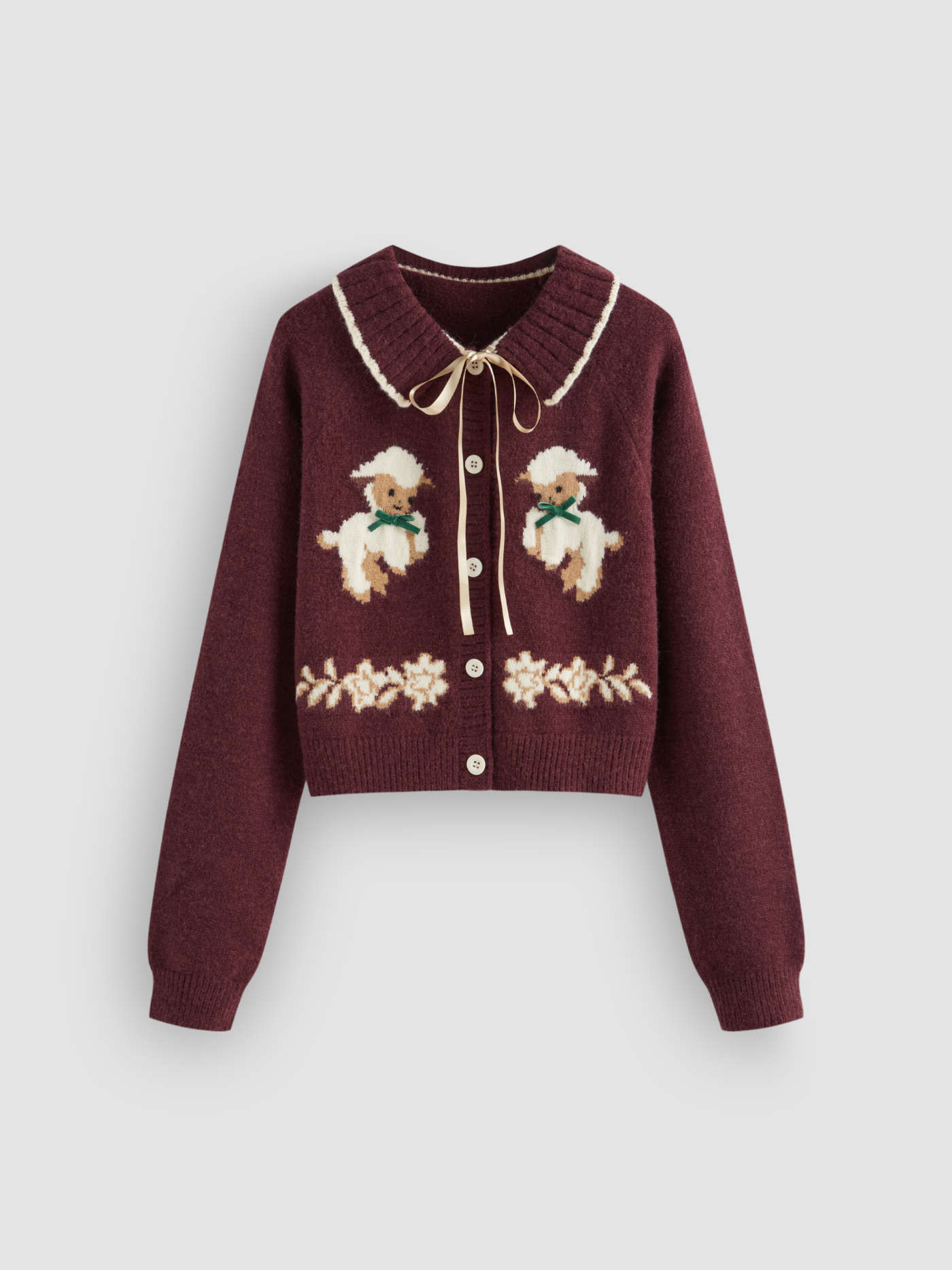 Knitted Collar Bowknot Sheep Cardigan | Cider