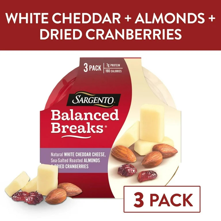 Sargento® Balanced Breaks® Snacks White Cheddar Cheese, Roasted Almonds, Dried Cranberries | Walmart (US)