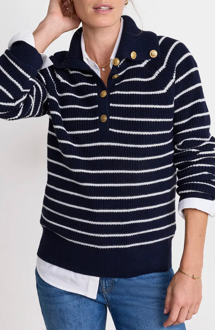 Stripe Half Button Sweater | Nordstrom