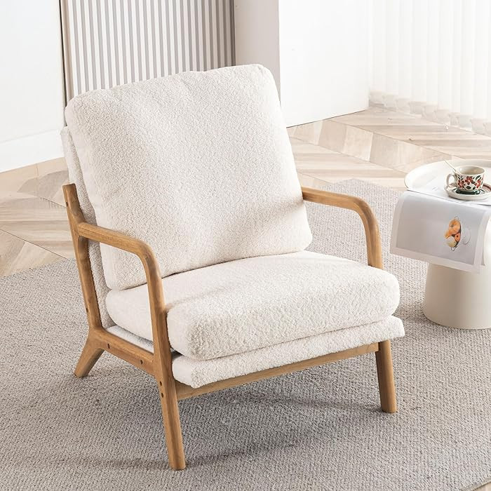 Mid Century Modern Accent Chairs for Living Room, 23” Wide Comfy Chair for Bedroom, Small Cozy ... | Amazon (US)
