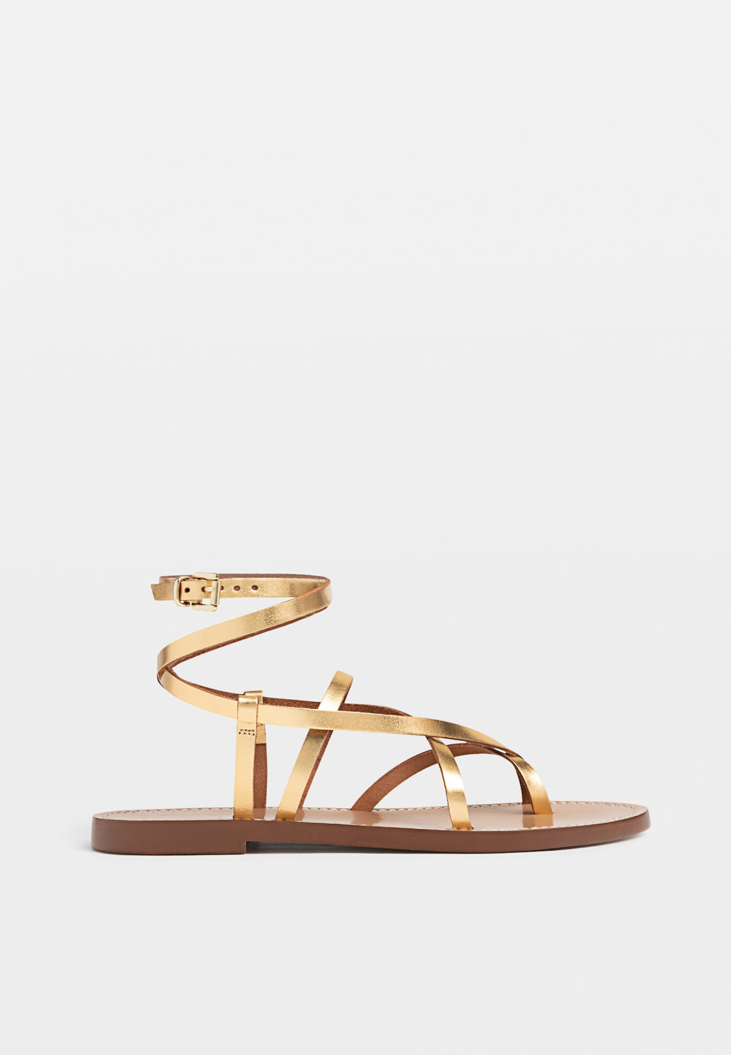 Flat strappy leather sandals | Stradivarius (UK)