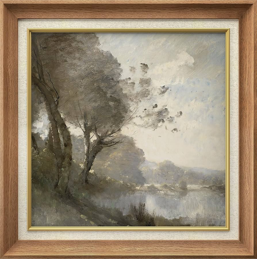 MUDECOR Premium Framed Wall Art Tranquil Mornings Misty Woodland Scene Classic Landscape Illustra... | Amazon (US)