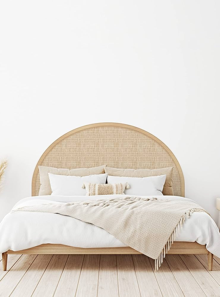 Rattan Weave Look Vinyl Peel and Stick Headboard Wall Sticker (Queen, Natural) | Amazon (US)