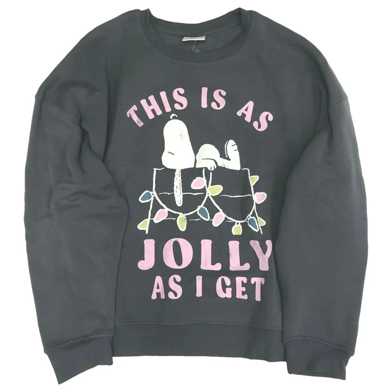 Womens Gray Snoopy Christmas Sweatshirt Sweat Shirt Jolly As Gets XX-Large | Walmart (US)