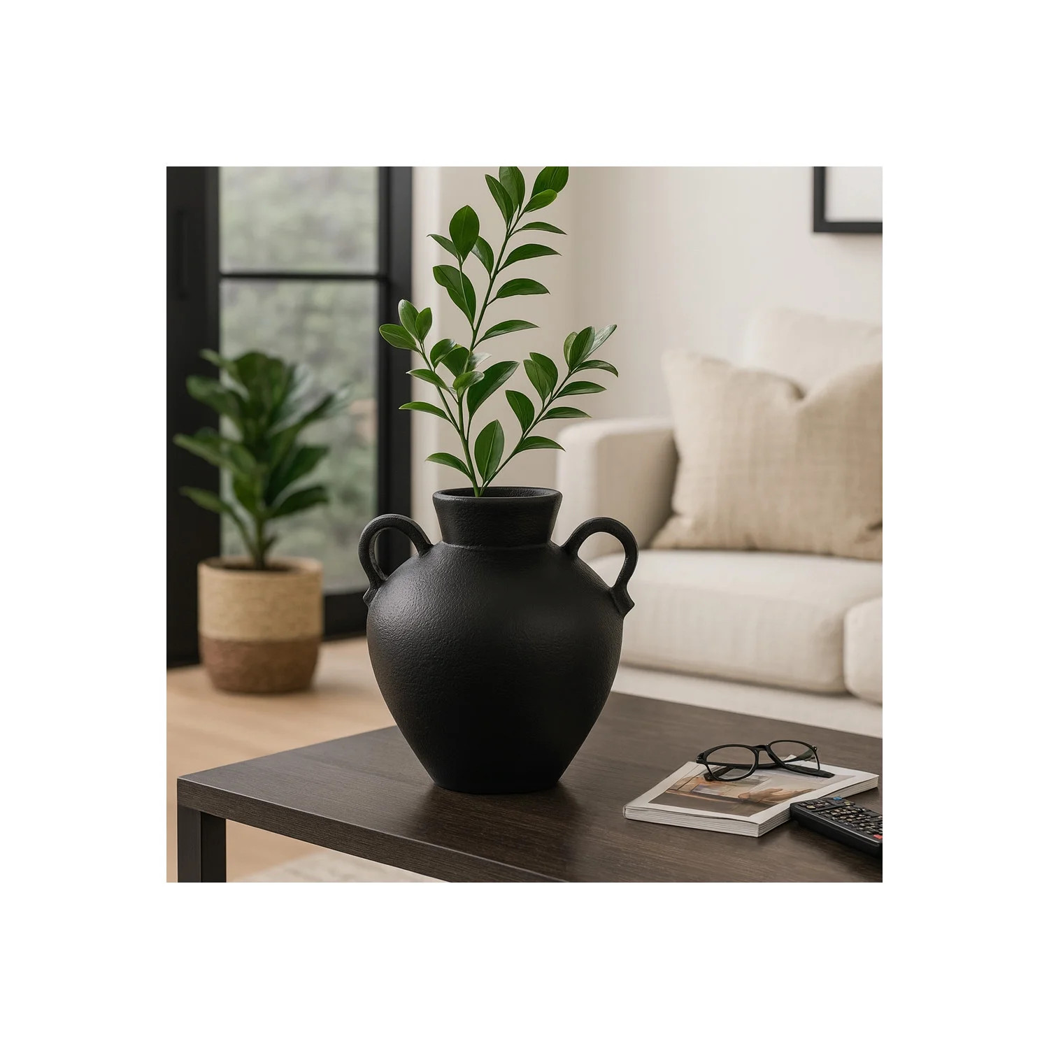 Modern Terracotta Jug with Handles Vase for Living Room Decor - Home Accents for Bedroom, Office ... | Walmart (US)