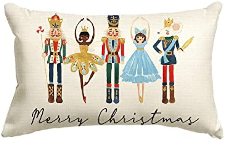 Amazon.com: AVOIN colorlife Merry Christmas Nutcracker Throw Pillow Cover, 12 x 20 Inch Winter Ho... | Amazon (US)