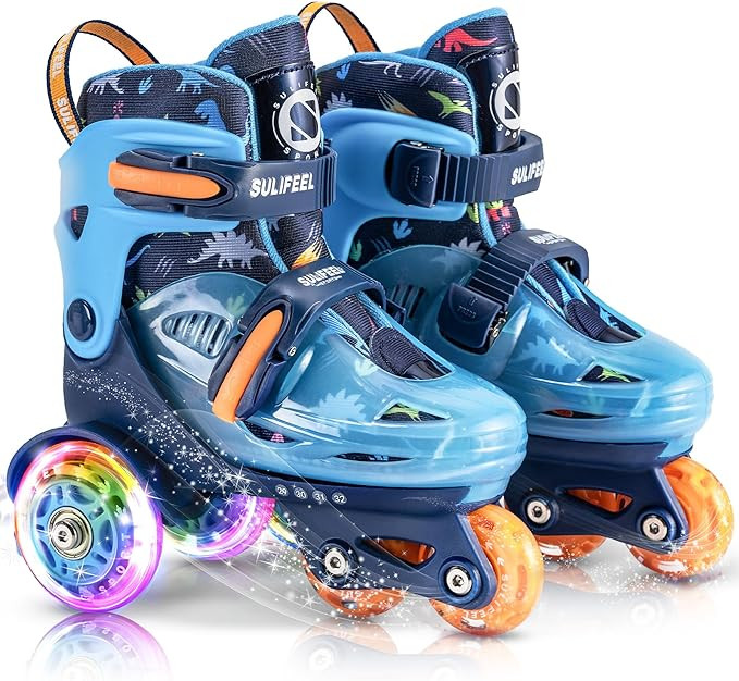SULIFEEL Adjustable Roller Skates for Girls Boys Kids,Fun Illuminating Light Up Flash Wheels Thre... | Amazon (US)