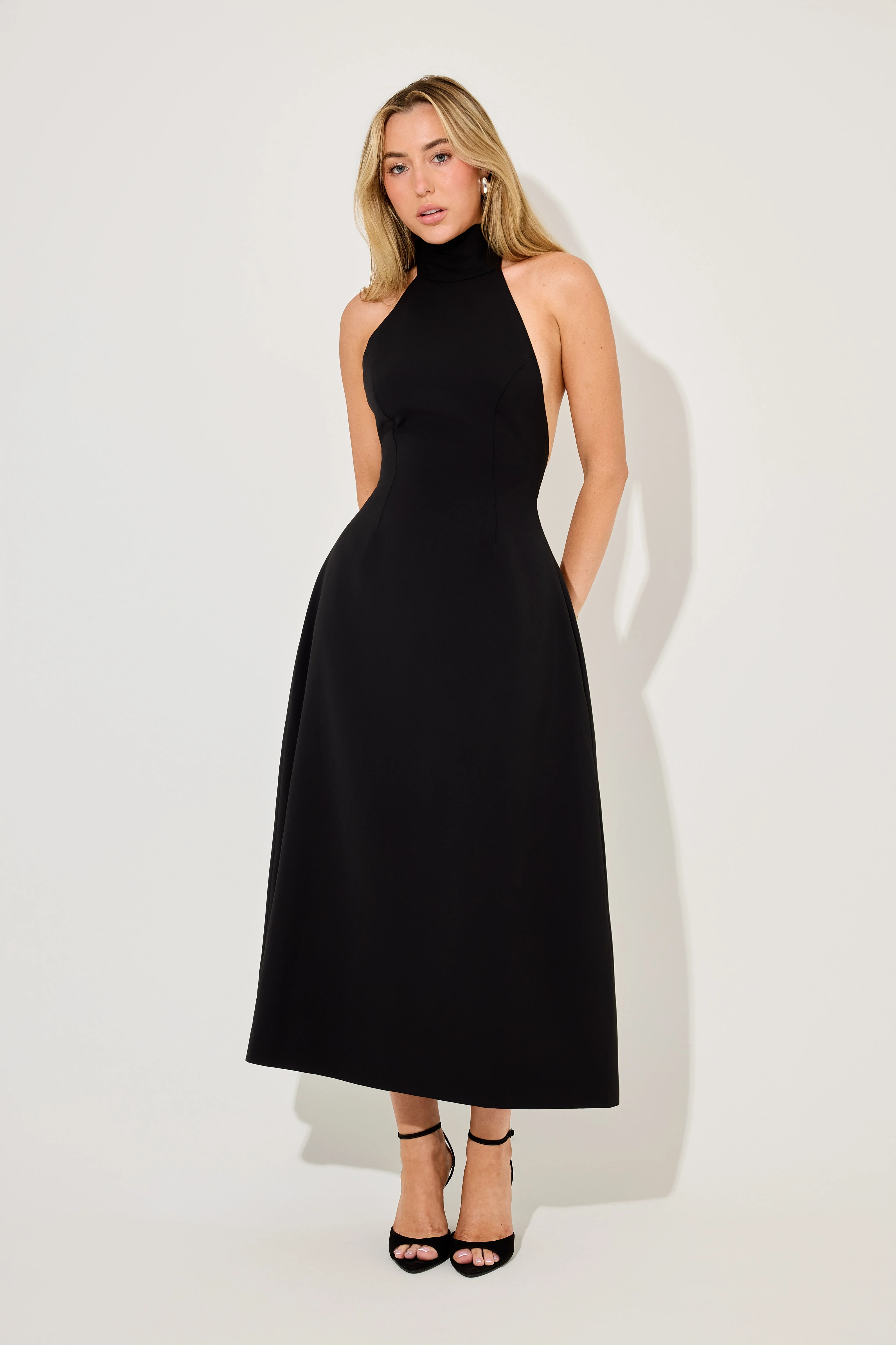 Tie Neck Volume Skirt Midi Dress | Odd Muse